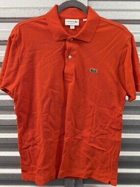 LACOSTE Dark Orange Crocodile Logo Short Sleeves Classic Fit Polo Sz S